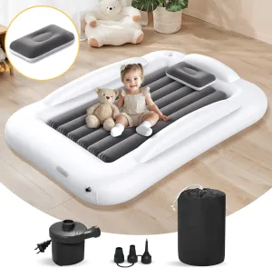 Inflatable Kids Travel Bed - Portable Comfortable Air Mattress with 3 Sides Safety Bumpers - Blow Up Bed for Camping & Travel (53 Inches)