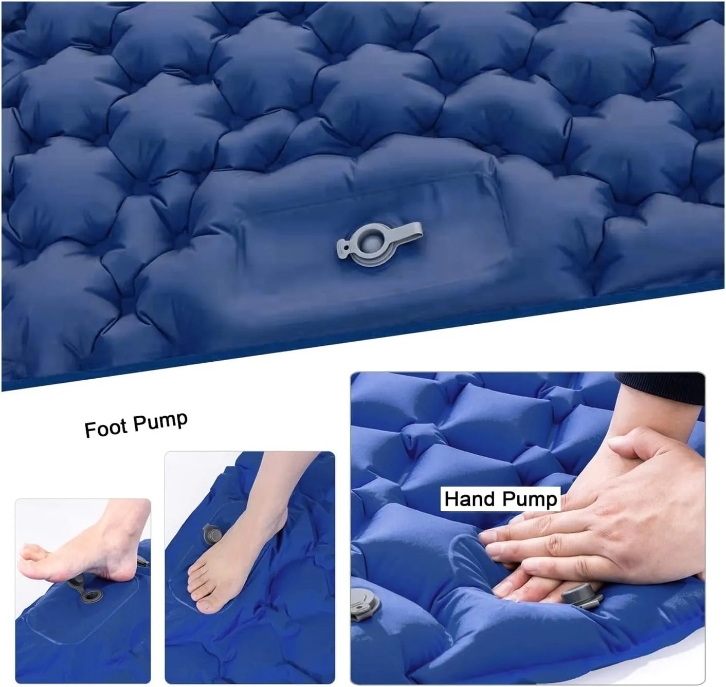 Inflatable Mattress 2 Person Camping Mat with Air Pillow Portable Air Mattress Watertight Backpacking Sleeping Pad (Color : Electric Pump, Size : A)