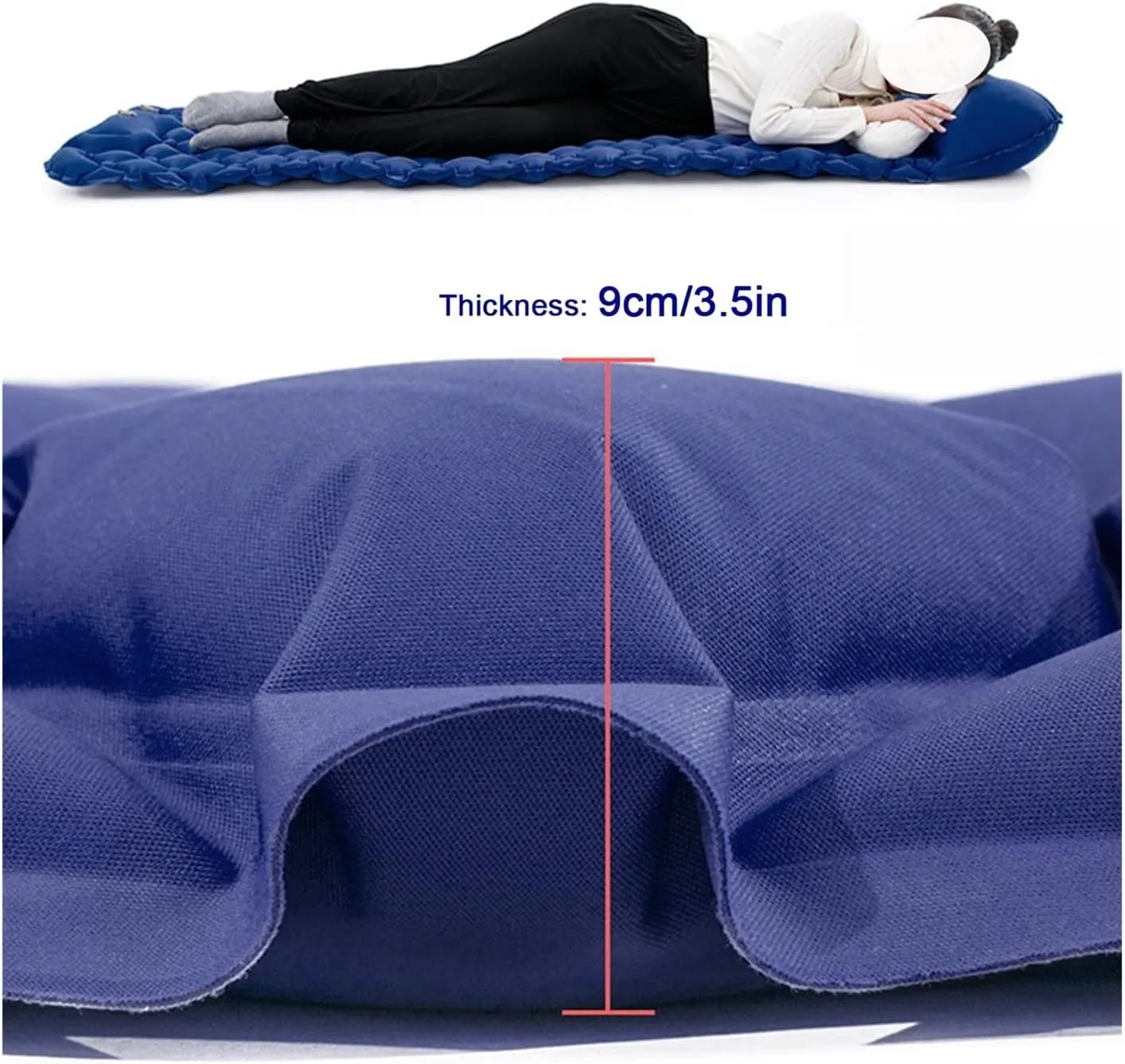 Inflatable Mattress 2 Person Camping Mat with Air Pillow Portable Air Mattress Watertight Backpacking Sleeping Pad (Color : Electric Pump, Size : A)