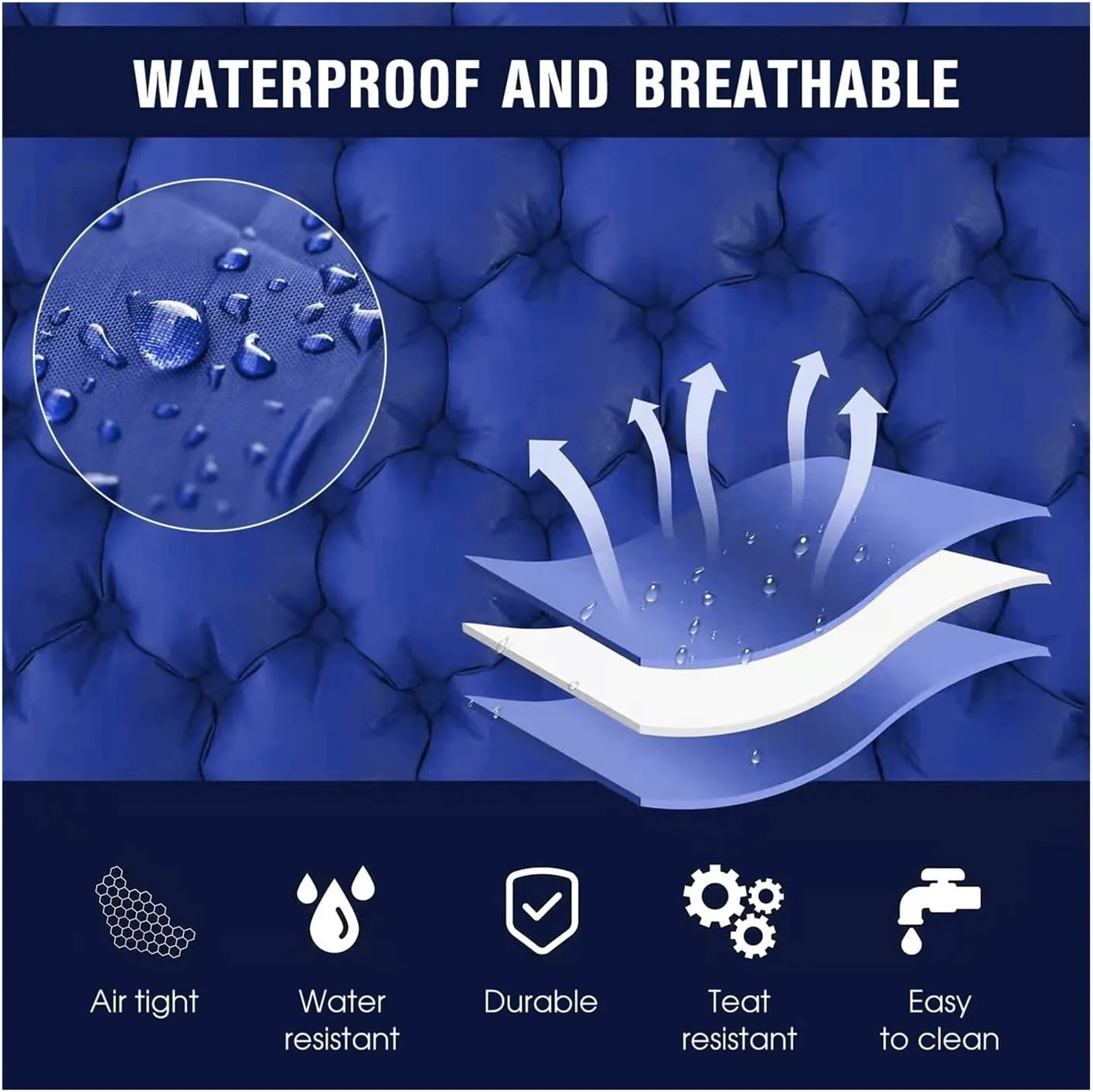 Inflatable Mattress 2 Person Camping Mat with Air Pillow Portable Air Mattress Watertight Backpacking Sleeping Pad (Color : Electric Pump, Size : A)