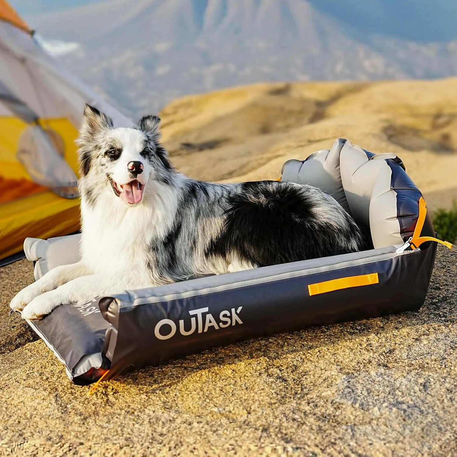 Inflatable Outdoor Dog Bed Waterproof,Portable Camping Cot for Large Dogs,Cooling Pet Bed with TPU Fabric Chew Proof Crate Bed Washable (Small)