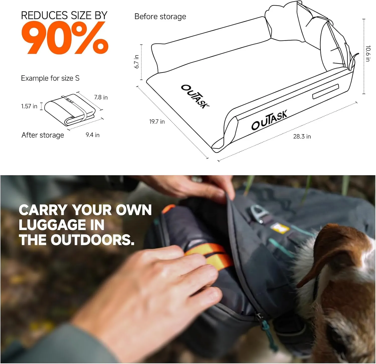 Inflatable Outdoor Dog Bed Waterproof,Portable Camping Cot for Large Dogs,Cooling Pet Bed with TPU Fabric Chew Proof Crate Bed Washable (Small)