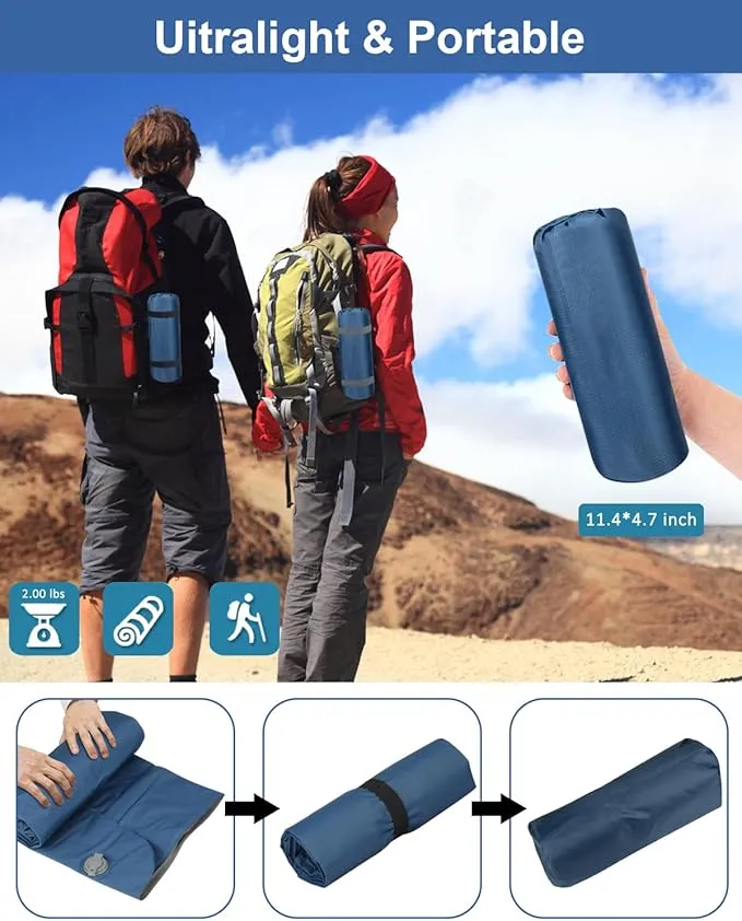 Inflatable Sleeping Pad for Camping, Extra Thick 3.9 Inch Self Inflating Camping Pad with Built-in Foot Pump & Pillow, Ultralight Compact Camping Sleeping Mat for Backpacking Camping Hiking