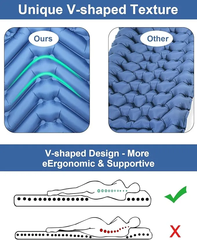 Inflatable Sleeping Pad for Camping, Extra Thick 3.9 Inch Self Inflating Camping Pad with Built-in Foot Pump & Pillow, Ultralight Compact Camping Sleeping Mat for Backpacking Camping Hiking