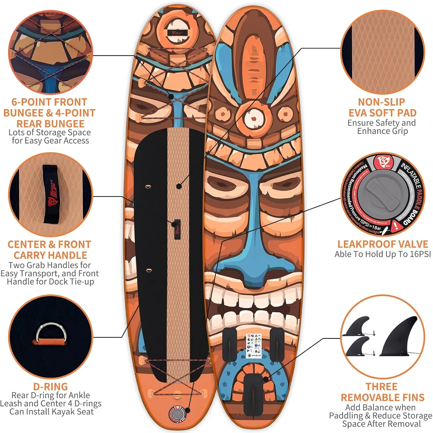 Inflatable Stand Up Paddle Board, 10'x30''x6'' Ultra-Light Paddleboards for All Skill Levels with SUP Accessories, Paddle, Fins, Leash, SUP Pump, Backpack