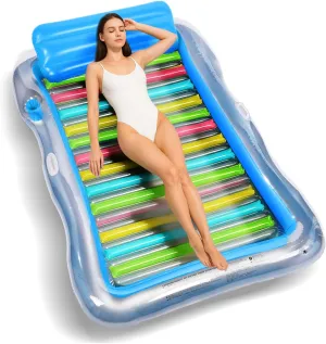 Inflatable Tanning Pool Lounger Float Adults, BAIAI Large Pool Floaties Rafts for Adults with Headrest Drink Holder Sun Tanning Floats for Swimming Pool Lake River Beach Blow Up Floats (L)