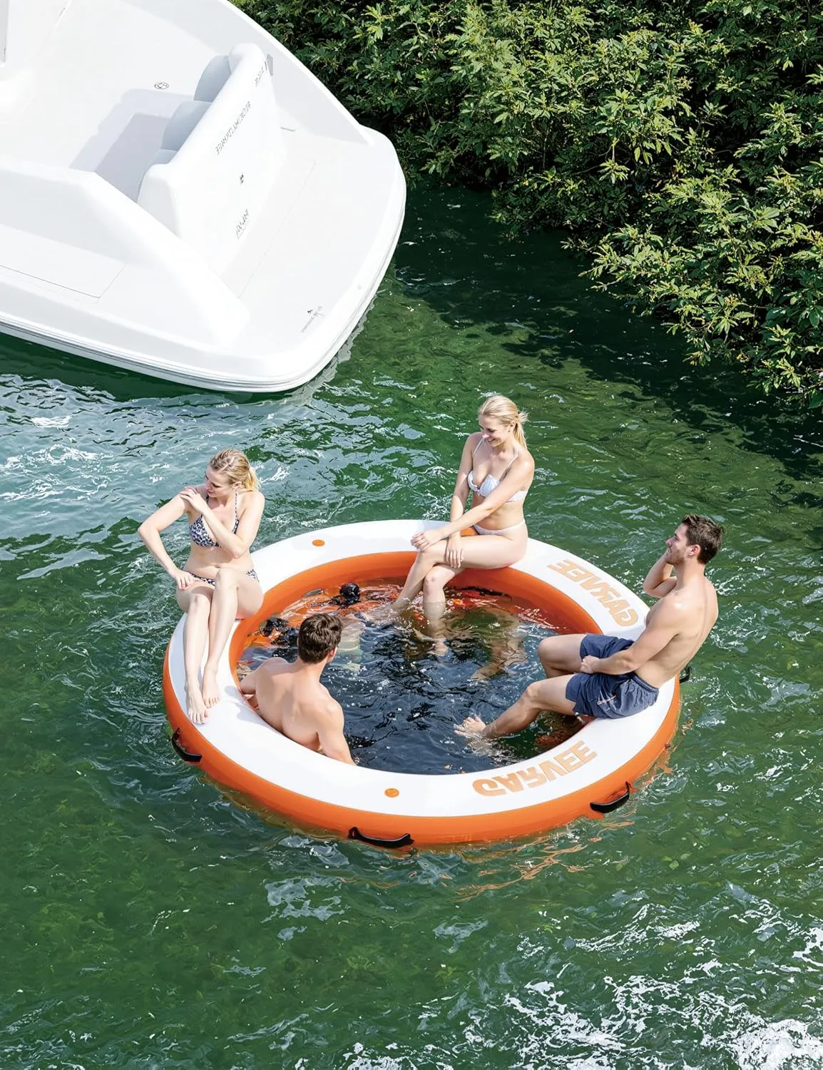 Inflatable Water Hammock Floating Dock Mesh, 10FT/8FT Sunchill Float Ring Heavy Duty River Floats Lake Raft for Tanning Pool Float Island Platform Pad Mat Party