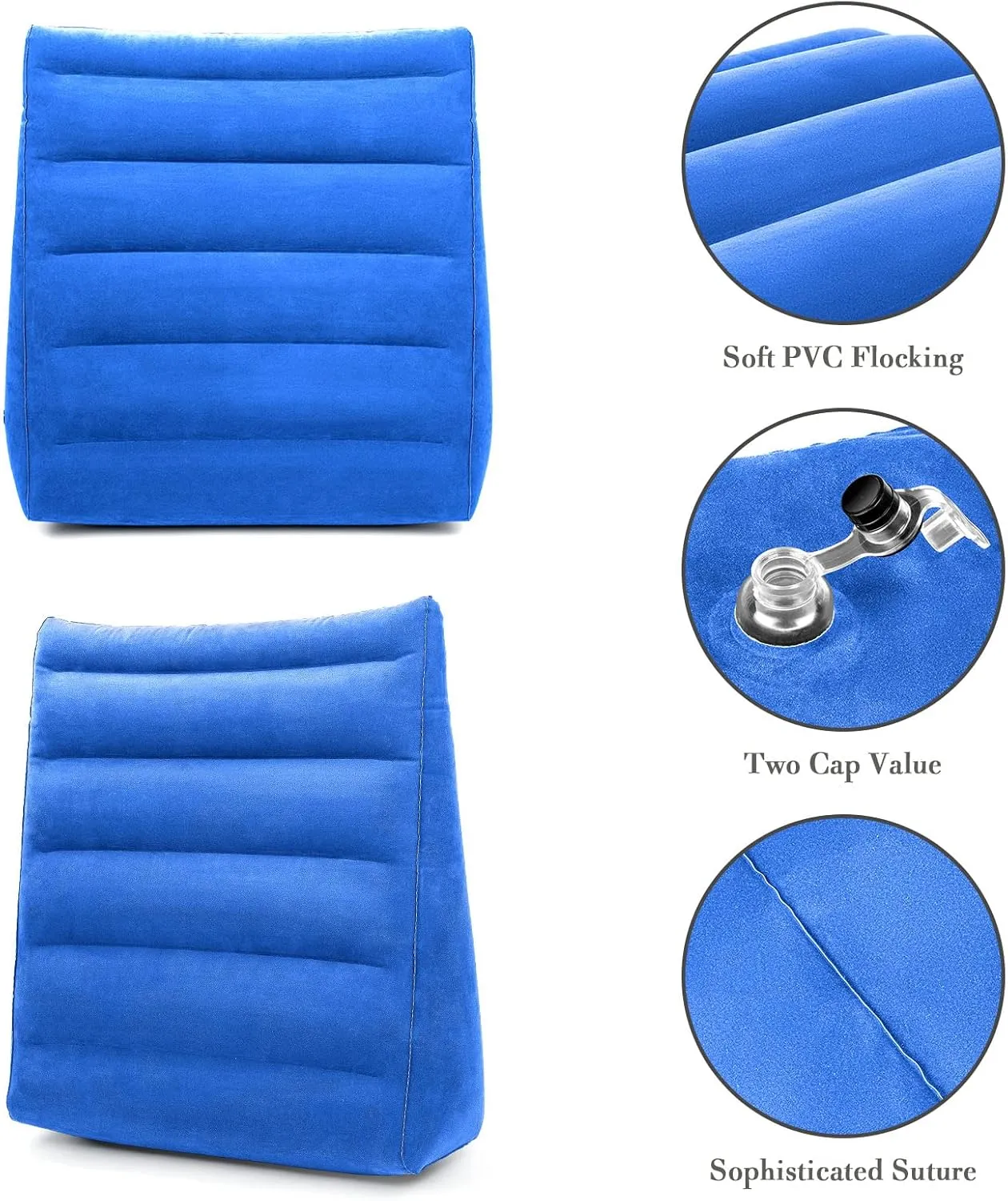 Inflatable Wedge Pillow, Portable Travel Wedge Pillow, Fast Inflation & Deflation Inflatable Wedge Pillows for Travel, Blow Up Wedge Pillow Suitable for Travel Home Sleeping Back Knee Bed(Blue)