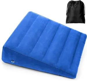 Inflatable Wedge Pillow, Portable Travel Wedge Pillow, Fast Inflation & Deflation Inflatable Wedge Pillows for Travel, Blow Up Wedge Pillow Suitable for Travel Home Sleeping Back Knee Bed(Blue)