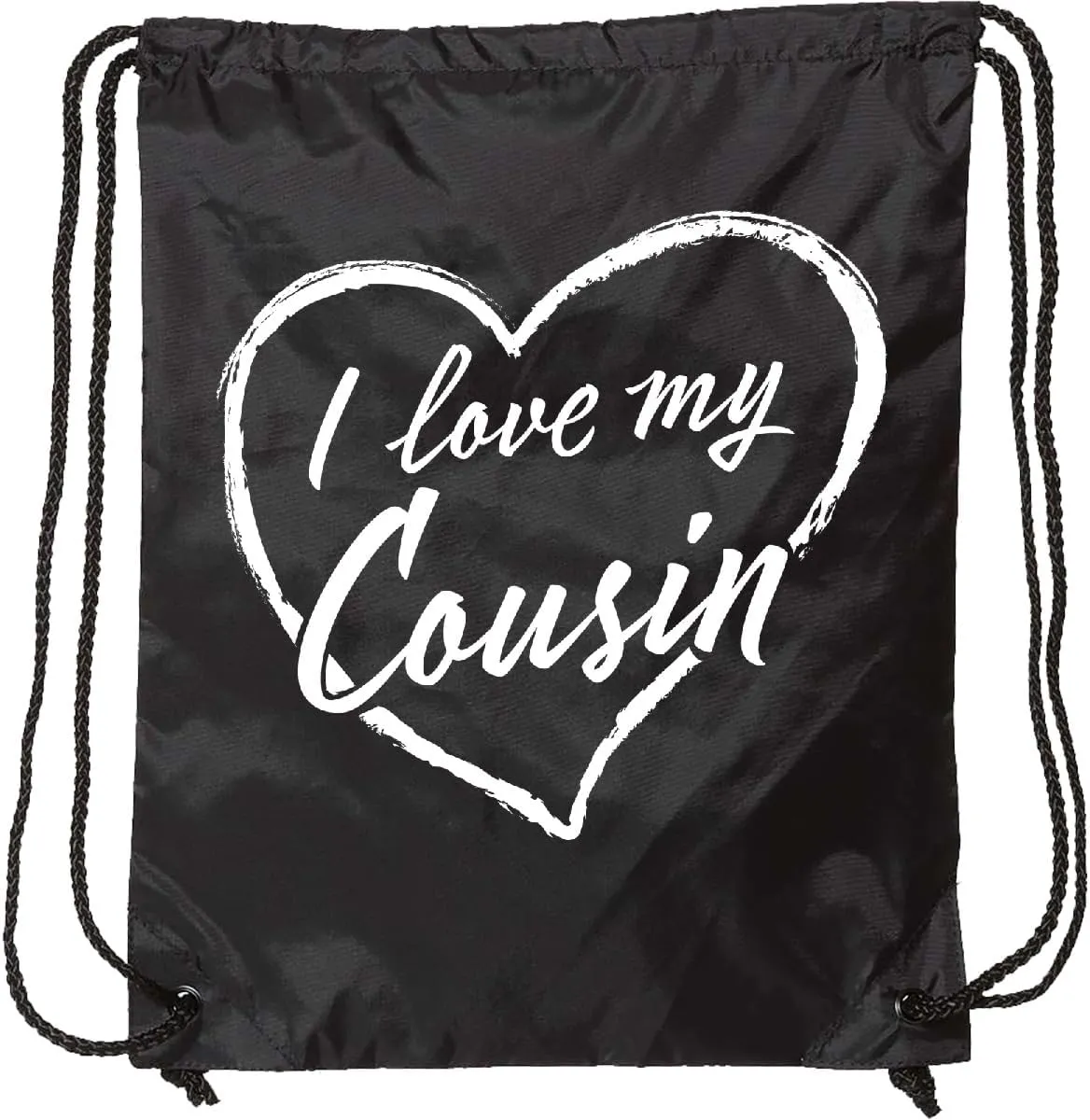 inktastic I Love My Cousin in White Chalk Heart Drawstring Bag Black 37b3c