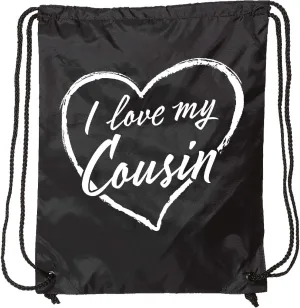 inktastic I Love My Cousin in White Chalk Heart Drawstring Bag Black 37b3c