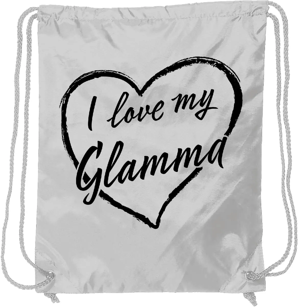 inktastic I Love My Glamma in Black Chalk Heart Drawstring Bag White 37b46