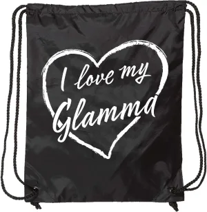 inktastic I Love My Glamma in White Chalk Heart Drawstring Bag Black 37b45