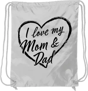 inktastic I Love My Mom and Dad in Black Chalk Heart Drawstring Bag White 37b61