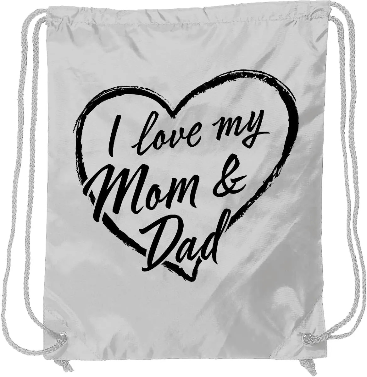 inktastic I Love My Mom and Dad in Black Chalk Heart Drawstring Bag White 37b61