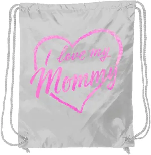 inktastic I Love My Mommy in Pink Chalk Heart Drawstring Bag White 37b62
