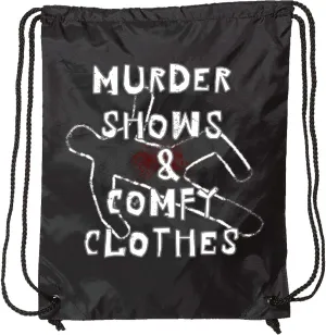 inktastic Murder Shows and Comfy Clothes Bloody Chalk Outline Drawstring Bag Black 3abf5