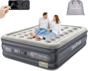 InnoTruth Air Mattress Queen with Built in Pump, Inflatable Blow up Mattress, 18" Raised Colchones Inflables Air Bed for Guests & Home, Ideal for Home Use and Outdoor Camping, 600lb Weight Capacity