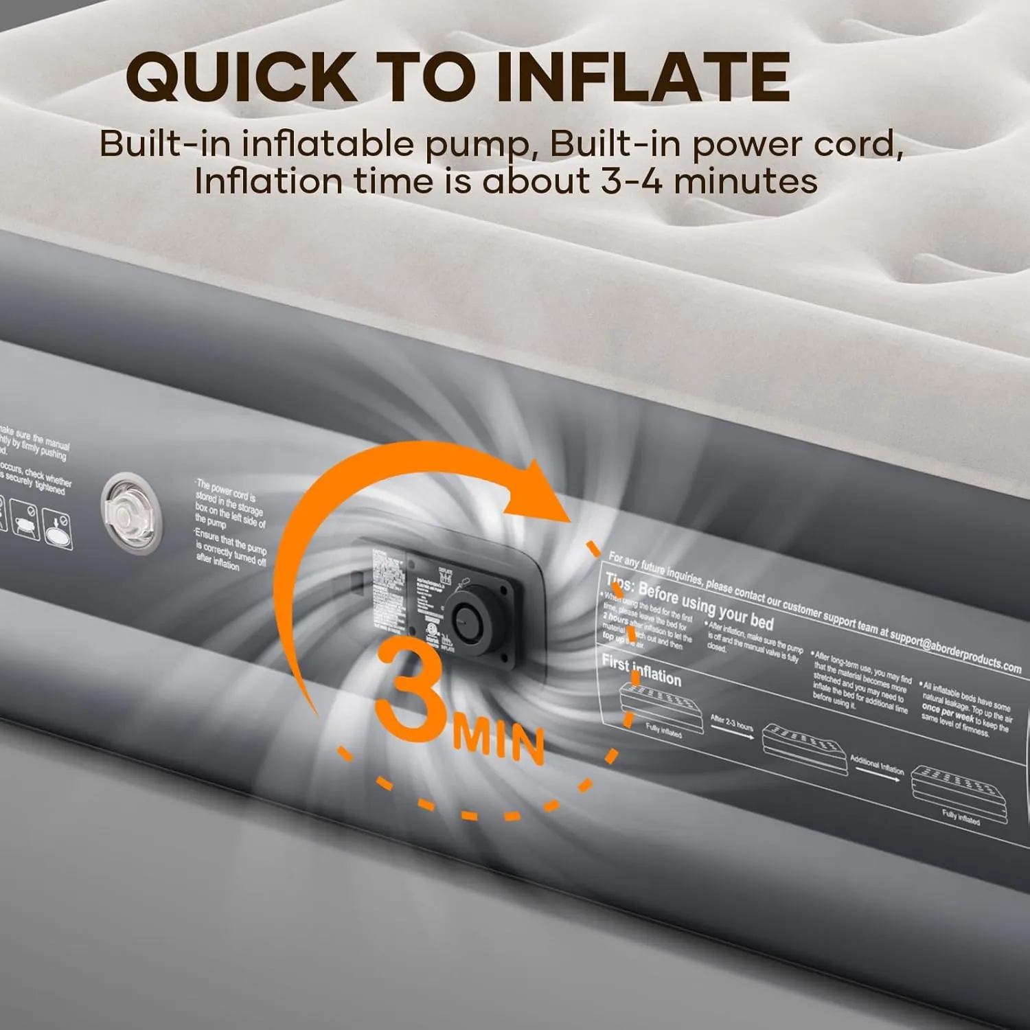 InnoTruth Air Mattress Queen with Built in Pump, Inflatable Blow up Mattress, 18" Raised Colchones Inflables Air Bed for Guests & Home, Ideal for Home Use and Outdoor Camping, 600lb Weight Capacity