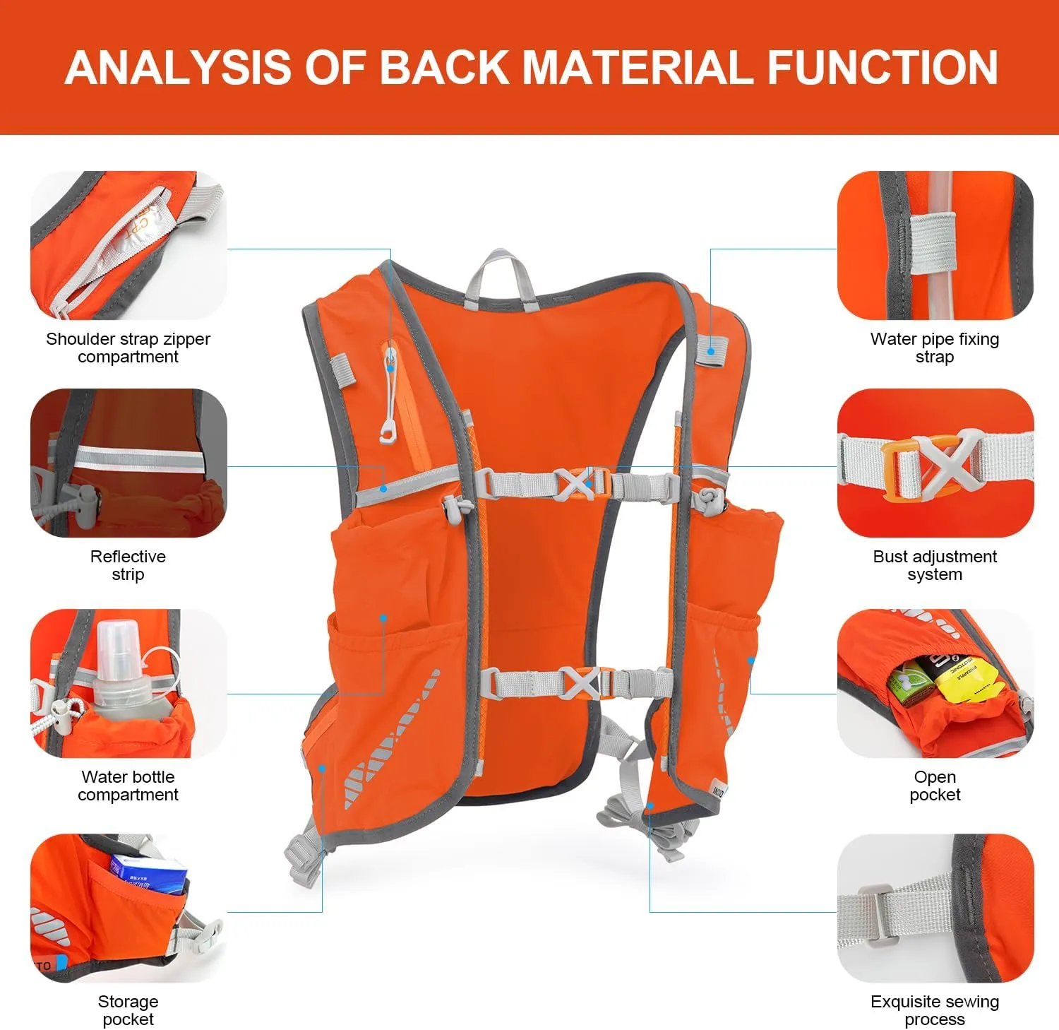 INOXTO Running Hydration Vest Backpack,Lightweight Insulated Pack with 1.5L Water Bladder Bag Daypack for Hiking Trail Running Cycling Race Marathon for Women Men