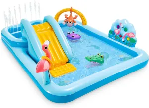 Intex 96" x 78" x 28" Inflatable Jungle Adventure Play Center Spray Kiddie Pool - Backyard Kids Water Slide, Outdoor Blow-Up Splash Pad for Toddlers