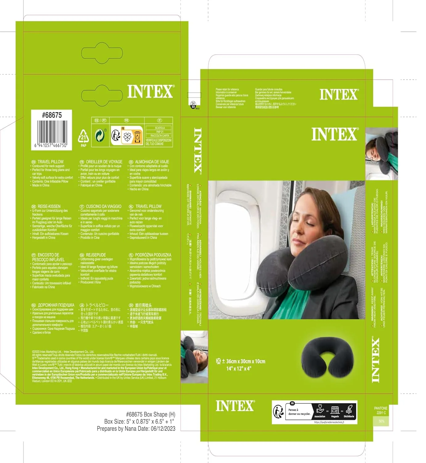 Intex Travel Neck Pillow, Black