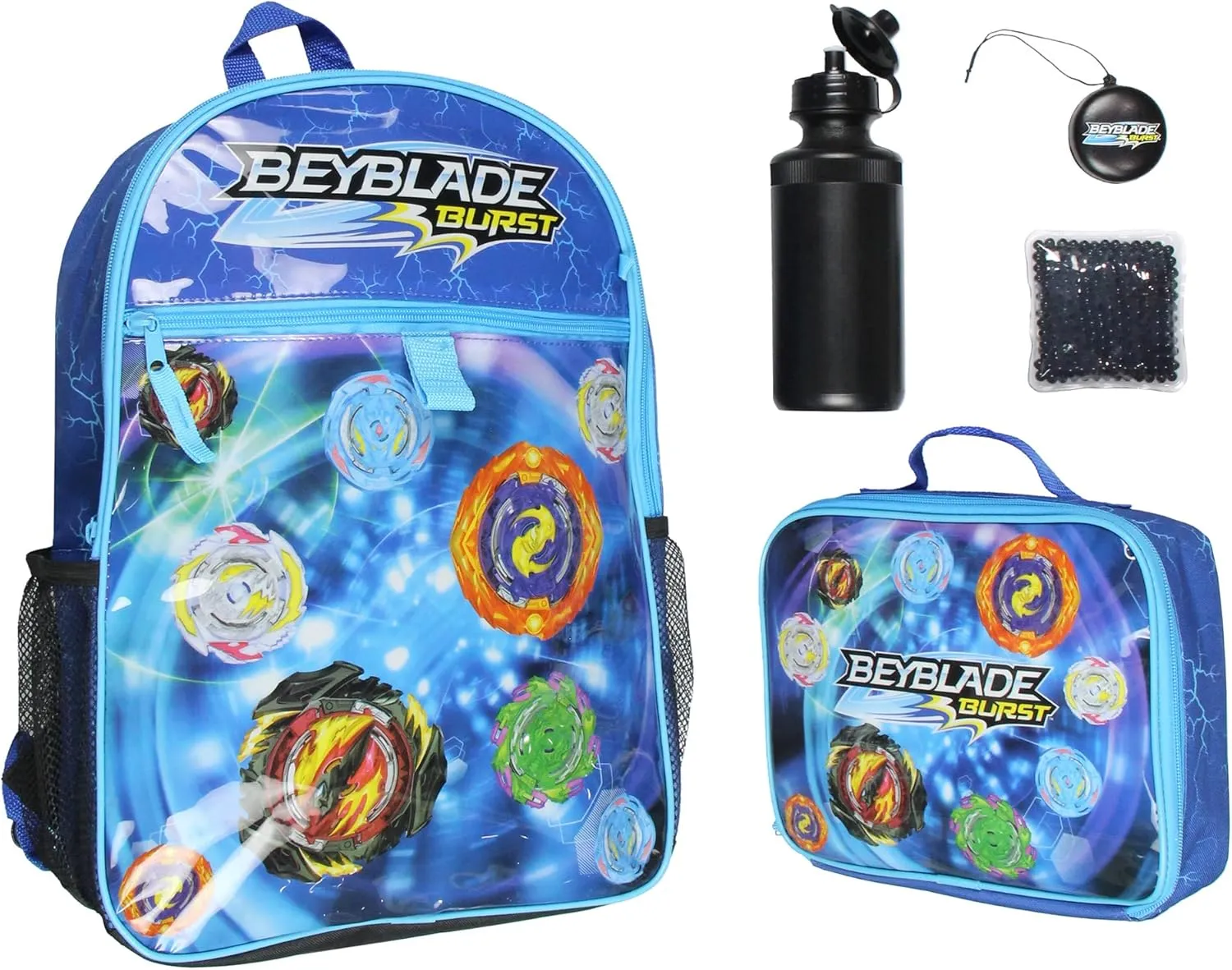 INTIMO Beyblade Burst TV Show Tossed Print 5 PC Backpack Lunchbox Waterbottle Icepack