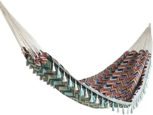 Jacquard Retro Geometric Canvas Hammock Double Outdoor Supplies Indoor Camping Tassel Swing (Color : A)