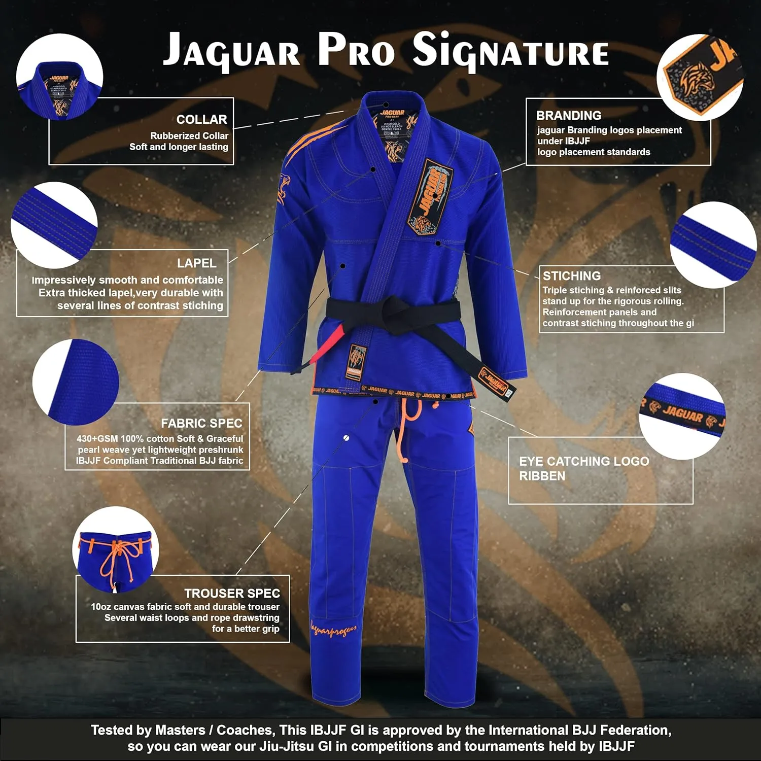 JAGUAR PRO GEAR – Pro Signature Brazilian Jiu Jitsu| Kids Adults Unisex| Kimono Gi Lightweight Uniform with White Belt