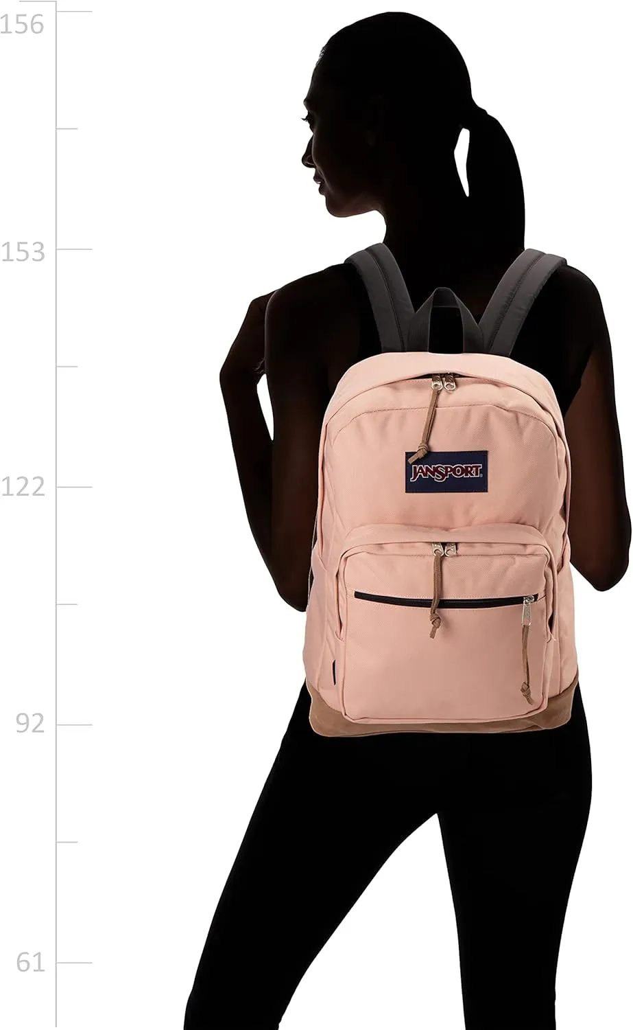 JanSport Right Pack Backpack - Durable Daypack with Padded 15" Laptop Sleeve, Spacious Main Compartment & Integrated Water Bottle Pocket - Misty Rose
