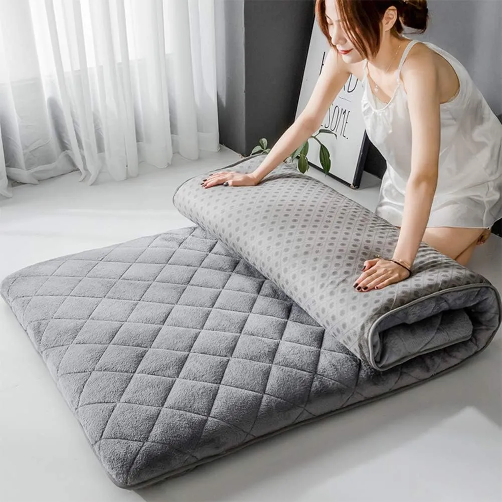 Japanese Floor Mattress Futon Mattress Thicken Tatami Mat Sleeping Pad Multi-Purpose Anti-Slip Folding Mat for Living Room Dormitory Mattress (B Twin)