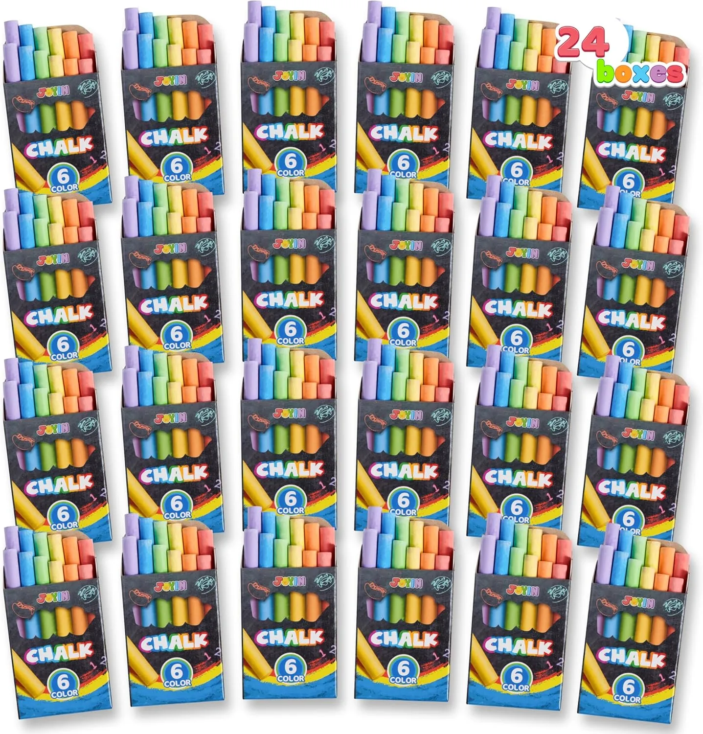 JOYIN 288 Counts Mini Chalk Set for Kids, Non-Toxic Chalks for Boys Girls 3 , School Supplies for Teachers, Goody Bag Fillers, Classroom Prizes Gifts (24 Boxes)