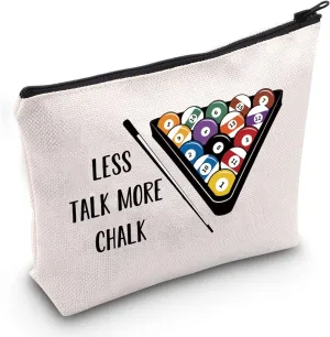 JXGZSO Billiards Gifts Less Talk More Chalk Billiards Cosmetics Makeup Bag Gift for Pool Players Billiard Lover Gifts (Talk More Chalk BAG)