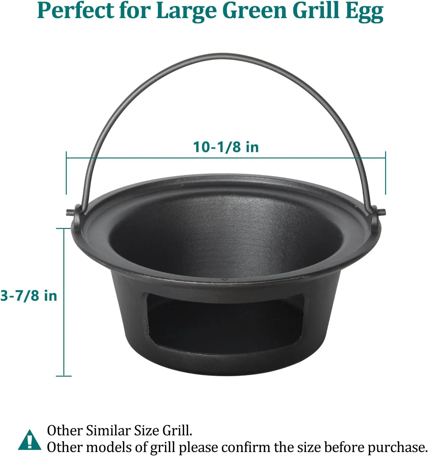 KAMaster Cast Iron Ash Can with Handle for Large Big GreenEggs,Charcoal Ash Pot Green Egg Accessories Must Haves,Perfectly Paired with Fire Grate/Charcoal Basket for Use | Quick & Easy Cleaning