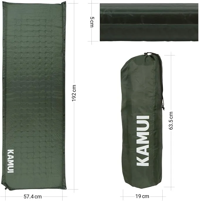 KAMUI Self Inflating Sleeping Pad - 2 Inch Thick Camping Pad Connectable with Multiple Mats for Tent and Family Camping (Green)