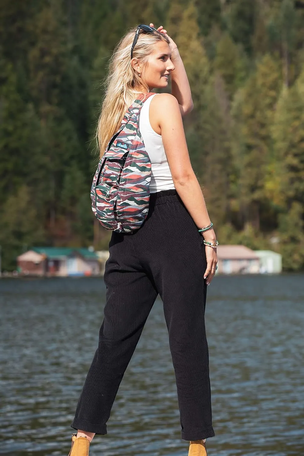 KAVU Original Rope Bag Sling Pack with Adjustable Rope Shoulder Strap