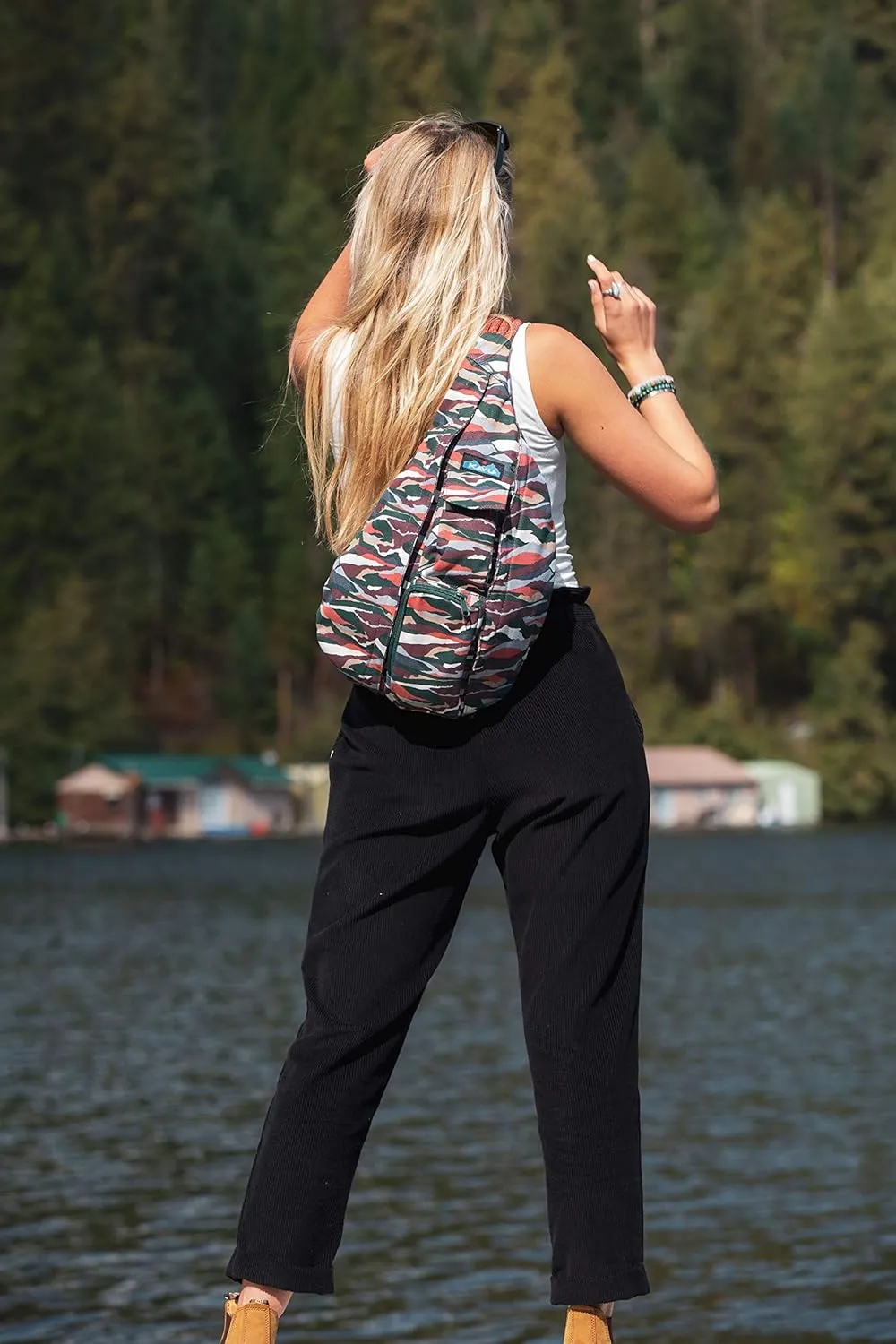 KAVU Original Rope Bag Sling Pack with Adjustable Rope Shoulder Strap