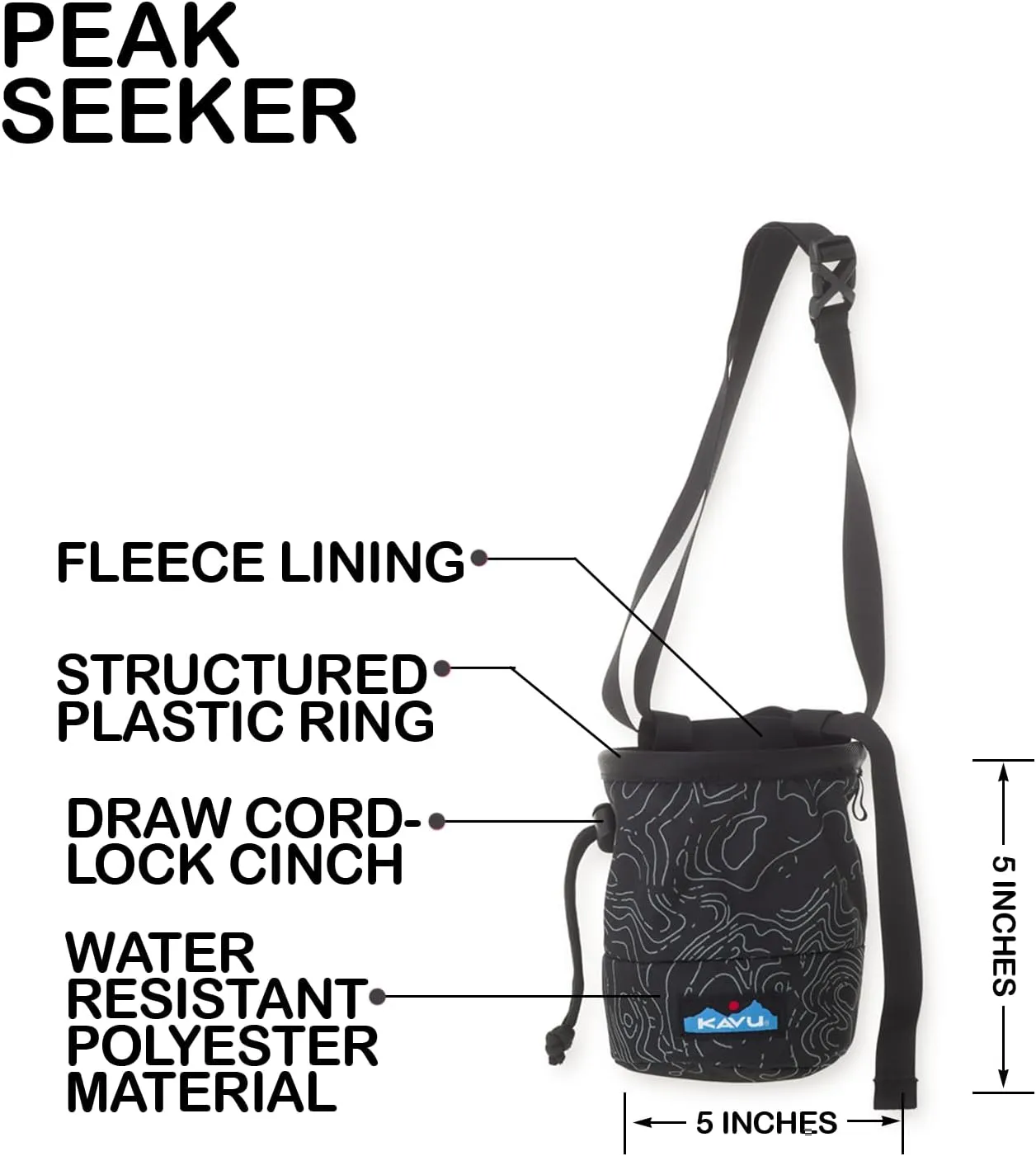 KAVU Peak Seeker Chalk Bag for Rock Climbing, Gymnastics, and Weightlifting
