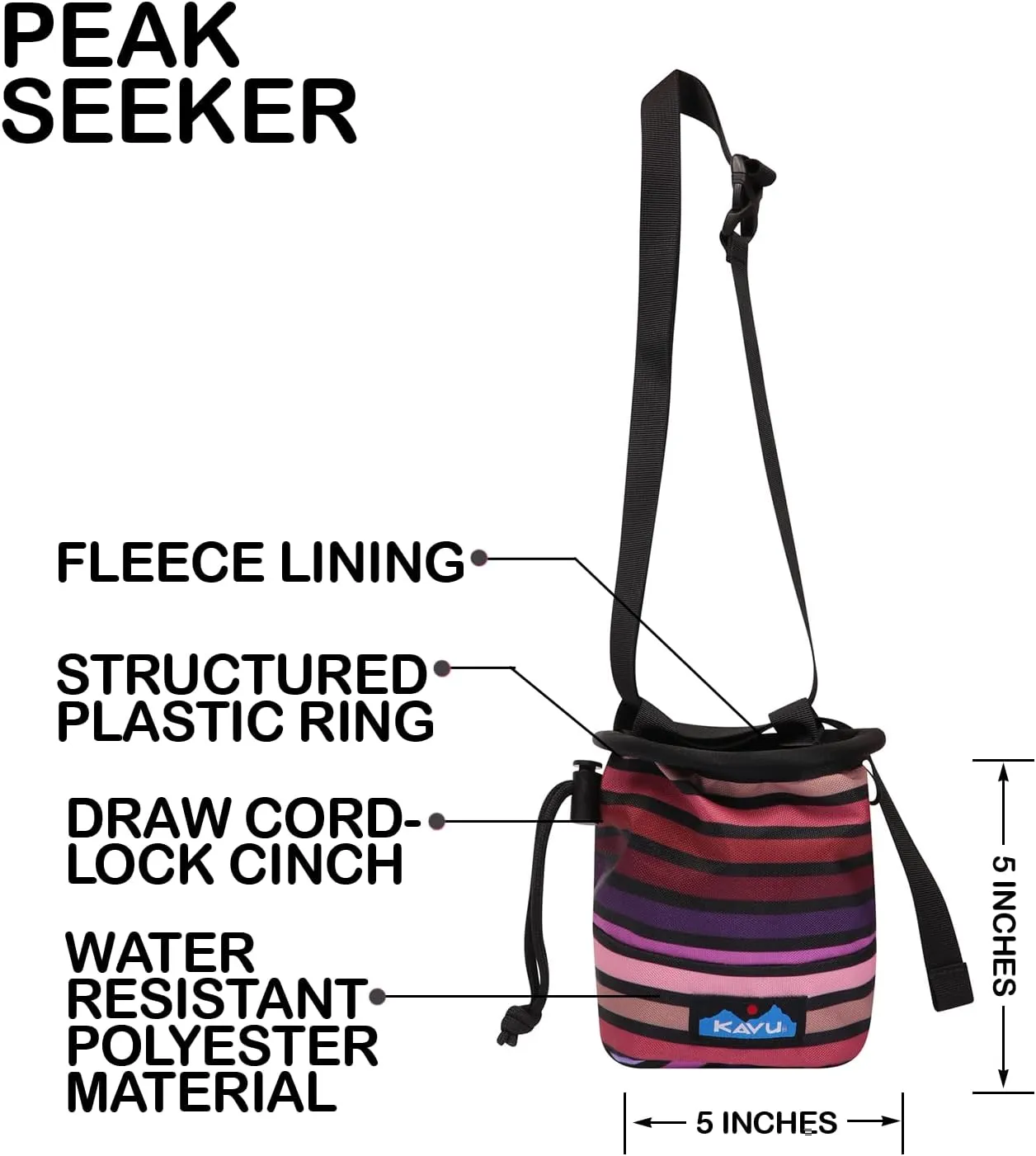 KAVU Peak Seeker Chalk Bag for Rock Climbing, Gymnastics, and Weightlifting