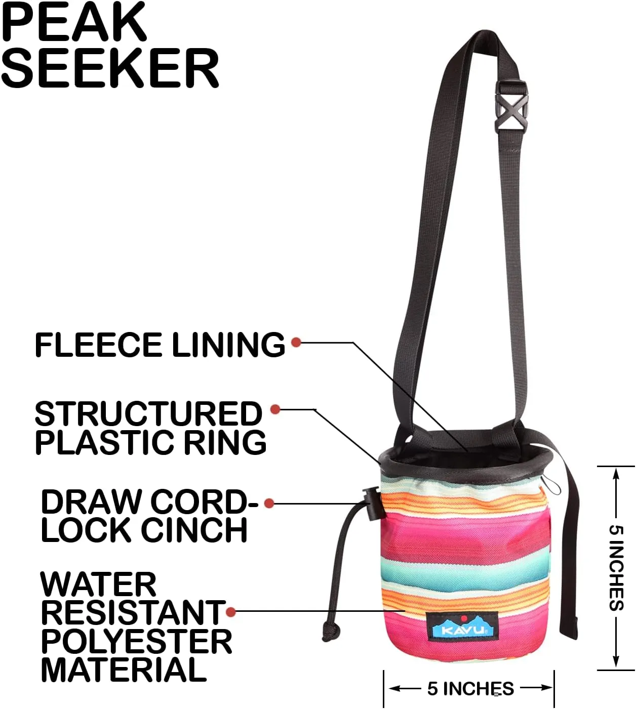 KAVU Peak Seeker Chalk Bag for Rock Climbing, Gymnastics, and Weightlifting
