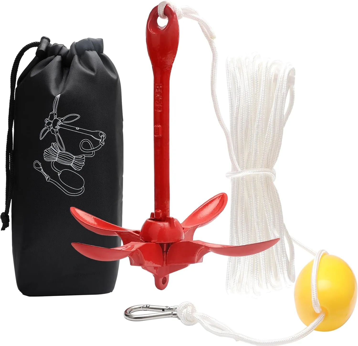 Kayak Anchor Boat Anchor for Kayaks, Canoes, SUP Paddle Boards & Jet Skis, Folding Anchor with 40ft Anchor Tow Rope and Carrying Bag