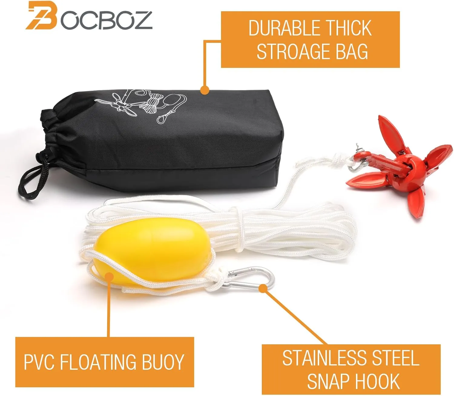 Kayak Anchor Boat Anchor for Kayaks, Canoes, SUP Paddle Boards & Jet Skis, Folding Anchor with 40ft Anchor Tow Rope and Carrying Bag