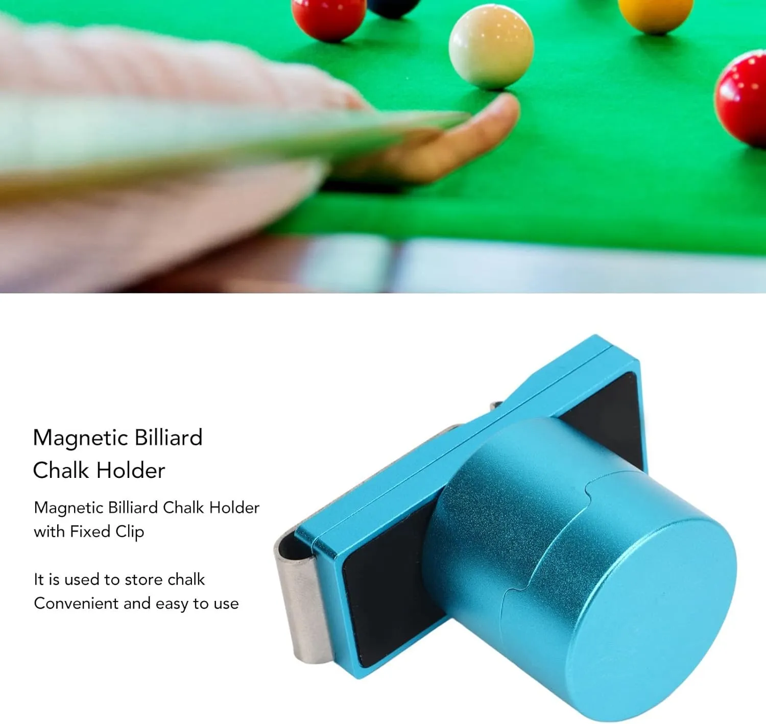 Keenso Magnetic Billiard Chalk Holder, Aluminium Alloy Portable Snooker Chalk Holder Case with Fixed Clip Billiard Accessories