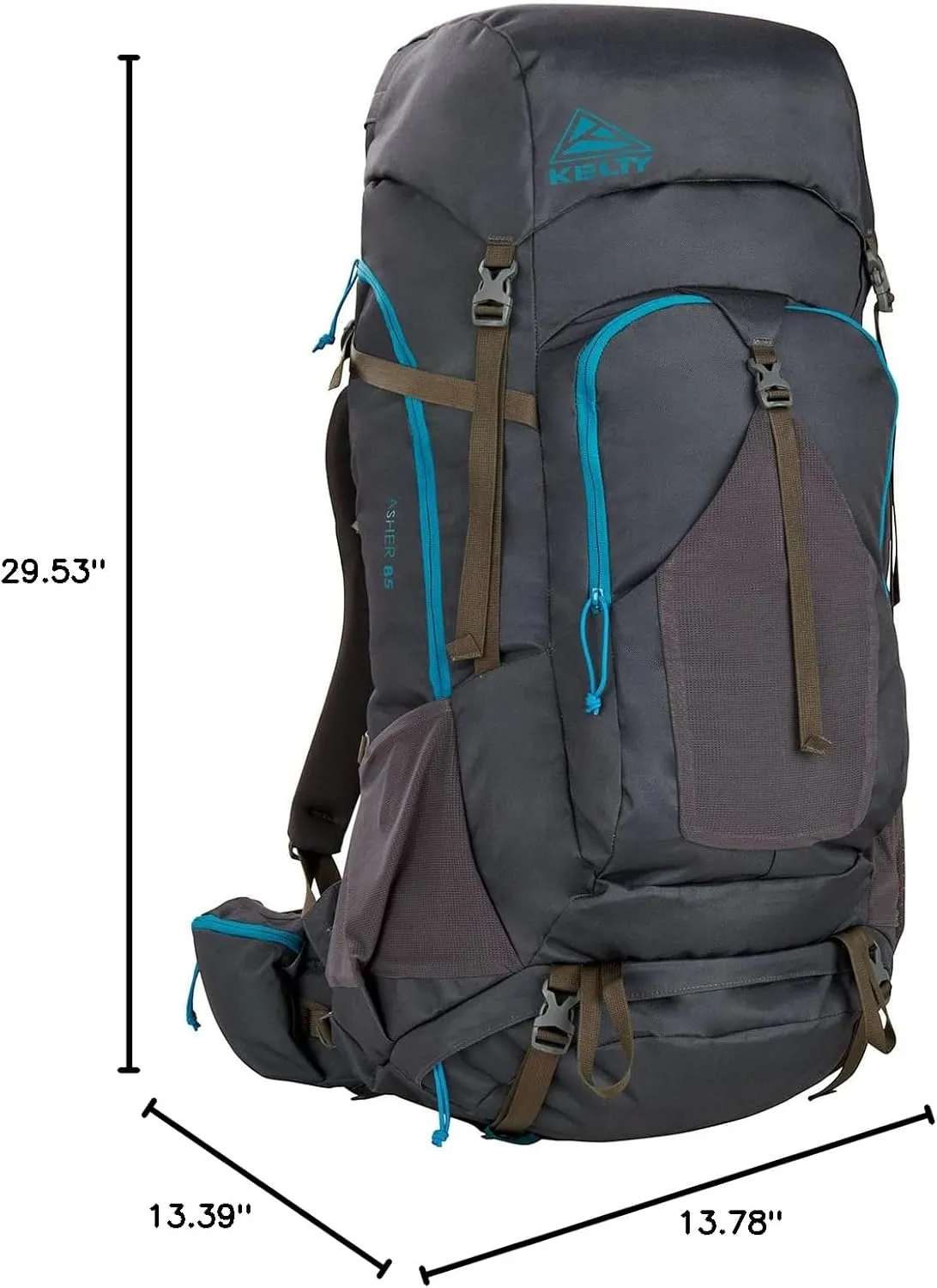 Kelty Asher Day Hiking Pack, 18-85 Liter Capacity, Hiking, Backpacking, Travel Pack, Internal Frame 2023 Model (85L Beluga)