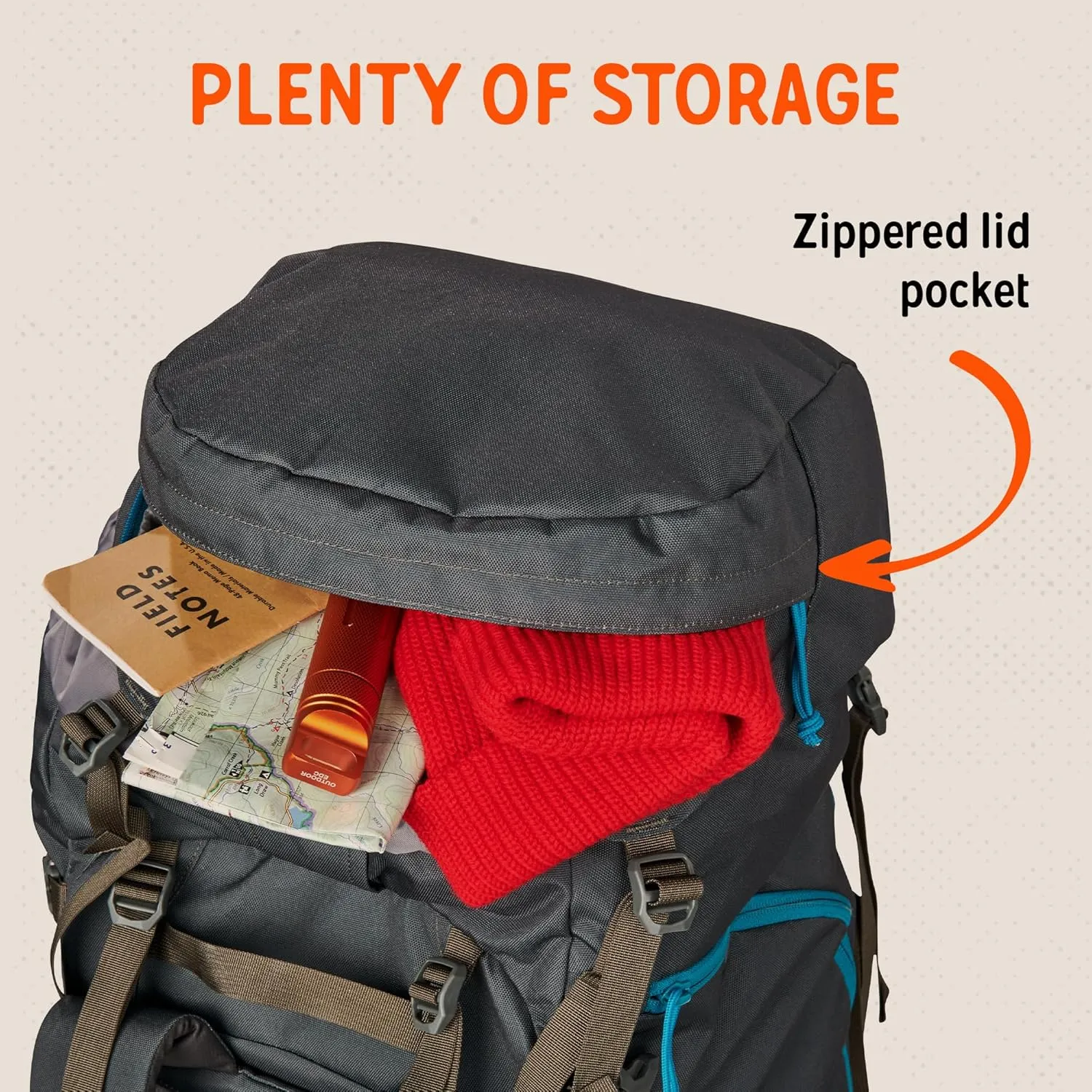 Kelty Asher Day Hiking Pack, 18-85 Liter Capacity, Hiking, Backpacking, Travel Pack, Internal Frame 2023 Model (85L Beluga)