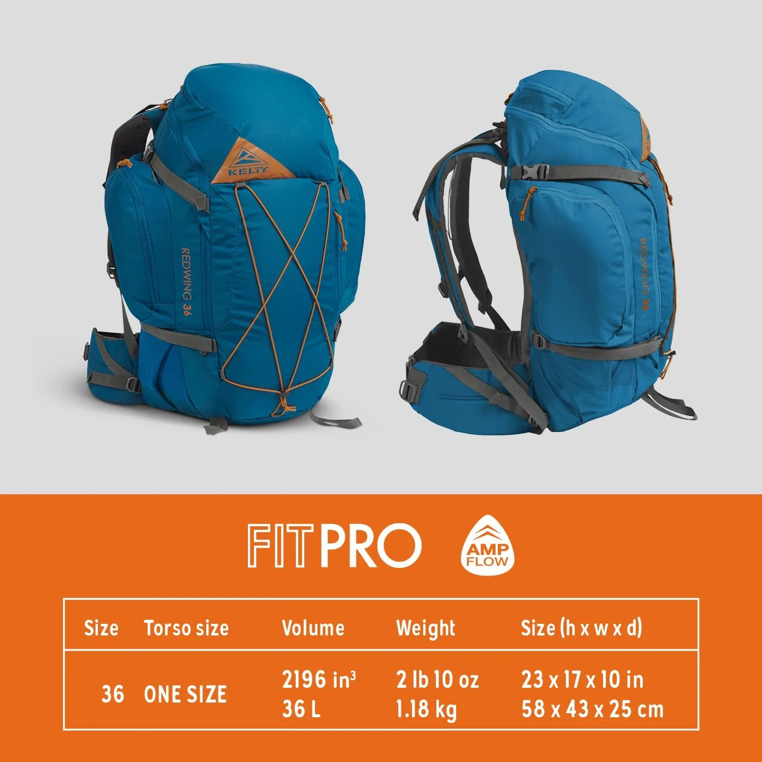 Kelty Redwing 36 – 36 Liter Internal Frame Backpack for Hiking, Backpacking, Travel, Carry-on Compatible, Hip Belt, Customized Fit, 2023 (Lyons Blue)