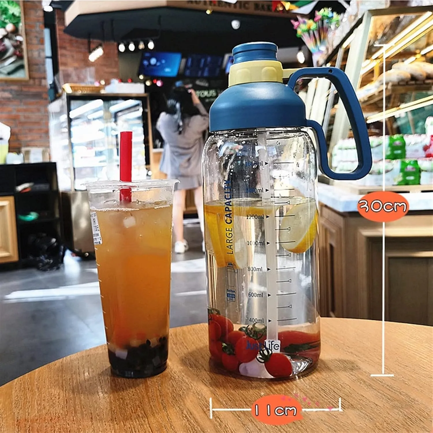 kettles Large Capacity Sports Bottle with Straw,Time Marker,Durable Water Jug for Fitness/Camping,Portable Handle,Big Cups,Fast-flow canteen(C)