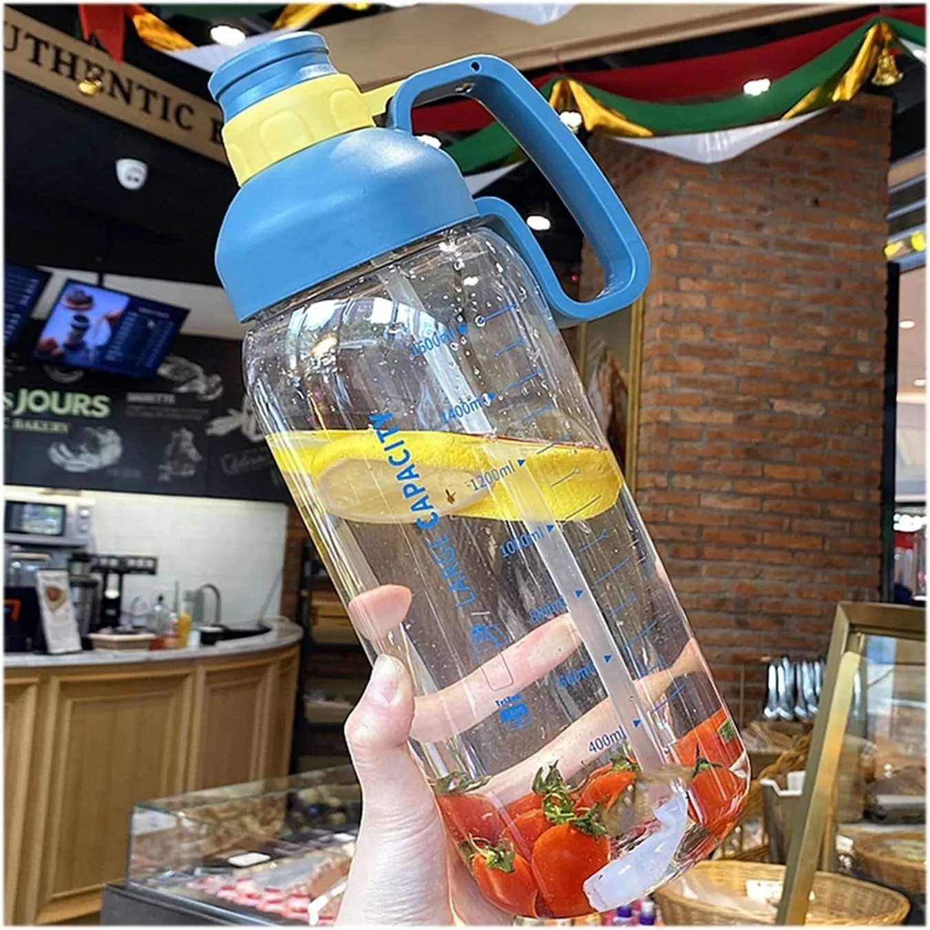 kettles Large Capacity Sports Bottle with Straw,Time Marker,Durable Water Jug for Fitness/Camping,Portable Handle,Big Cups,Fast-flow canteen(C)