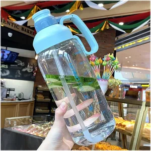kettles Large Capacity Sports Bottle with Straw,Time Marker,Durable Water Jug for Fitness/Camping,Portable Handle,Big Cups,Fast-flow canteen(D)