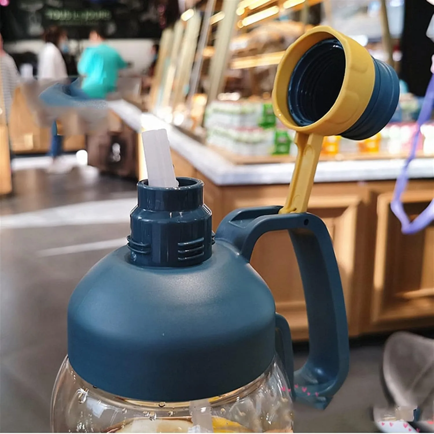 kettles Large Capacity Sports Bottle with Straw,Time Marker,Durable Water Jug for Fitness/Camping,Portable Handle,Big Cups,Fast-flow canteen(D)